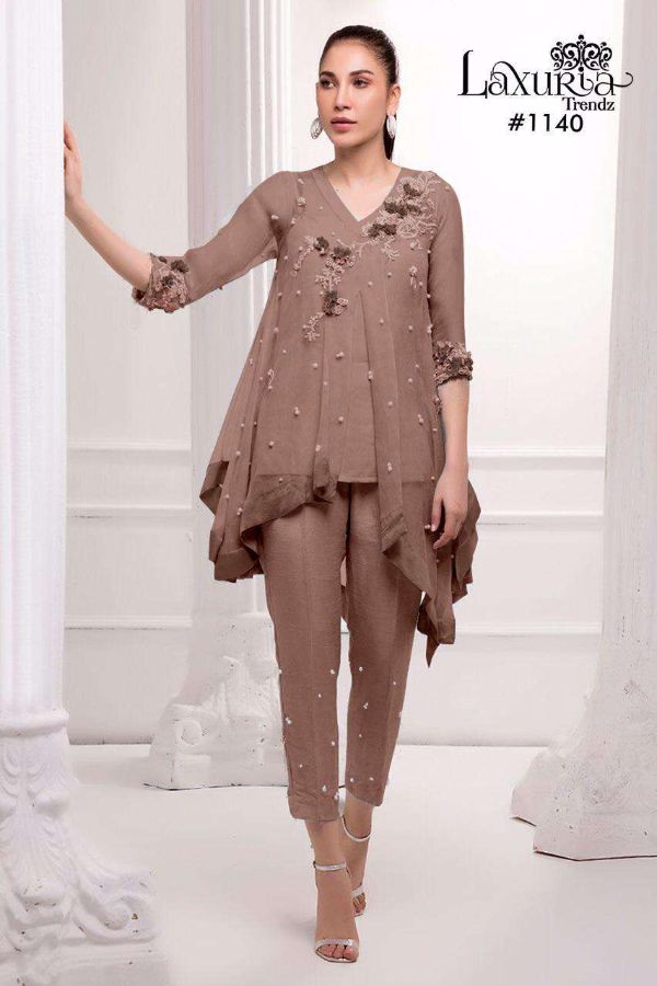 Sai Dresses Presnets 1140 Georgette Handwork Tunic With Cotton Pant Pakistani Collection Wholesale Rate In Surat