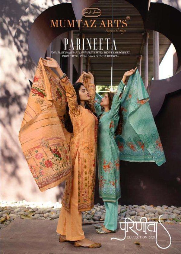 Mumtaz Arts Presnets Parineeta Lawn Cotton Designer Fancy Suits Wholesale Rate In Surat