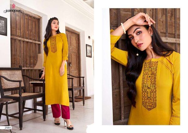 Rangoon Presnets  Park Vol 2  Rayon Work Casual Wear Fancy Kurti Wholesale Rate In Surat