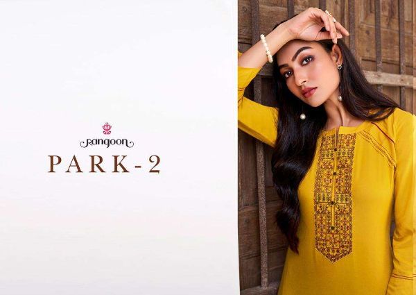Rangoon Presnets  Park Vol 2  Rayon Work Casual Wear Fancy Kurti Wholesale Rate In Surat