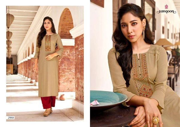 Rangoon Presnets  Park Vol 2  Rayon Work Casual Wear Fancy Kurti Wholesale Rate In Surat