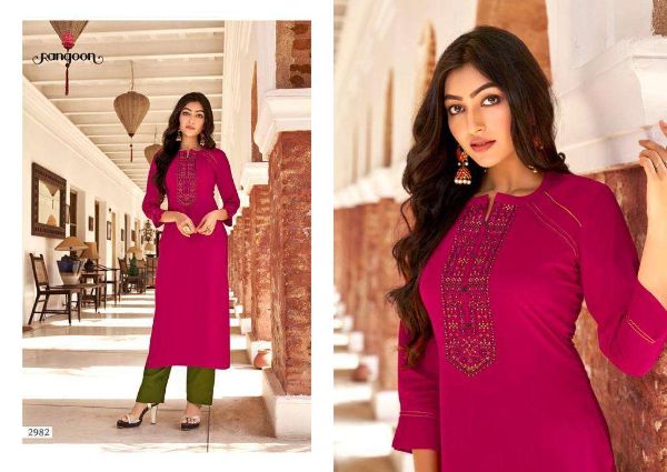 Rangoon Presnets  Park Vol 2  Rayon Work Casual Wear Fancy Kurti Wholesale Rate In Surat