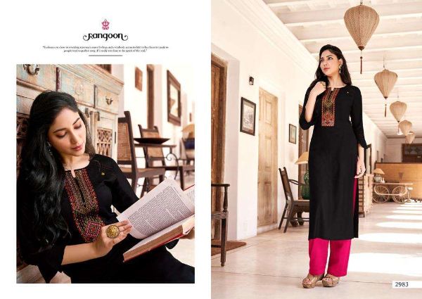 Rangoon Presnets  Park Vol 2  Rayon Work Casual Wear Fancy Kurti Wholesale Rate In Surat