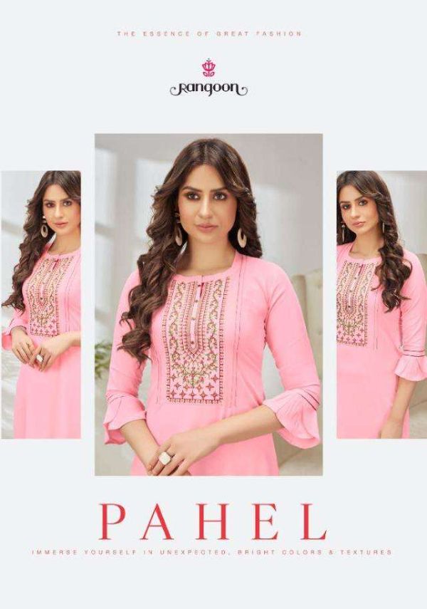 Rangoon Presents  Pahel Rayon Work Simple Wear Fancy Kurtis Wholesale Rate In Surat