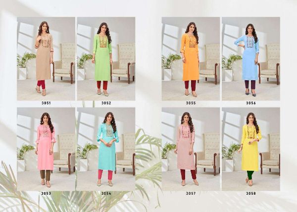 Rangoon Presents  Pahel Rayon Work Simple Wear Fancy Kurtis Wholesale Rate In Surat