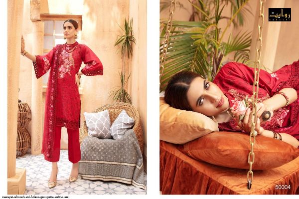 Rawayat Presnets  Afrozeh Vol 3 Faux Georgette Salwar Suit Wholesale Rate In Surat