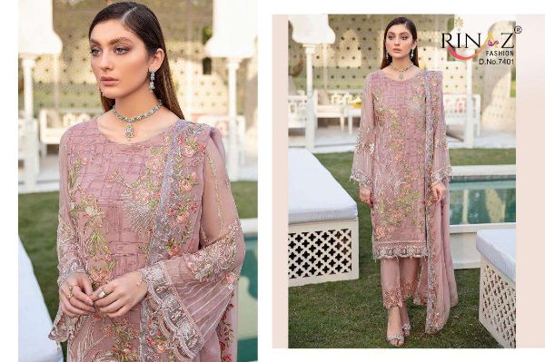 Rinaz Fashion Presents  Ramsha Vol 8 Faux Georgette With Embroidery Work Pakistani Suits Collection Wholesale Rate In Surat