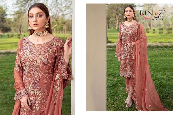 Rinaz Fashion Presents  Ramsha Vol 8 Faux Georgette With Embroidery Work Pakistani Suits Collection Wholesale Rate In Surat
