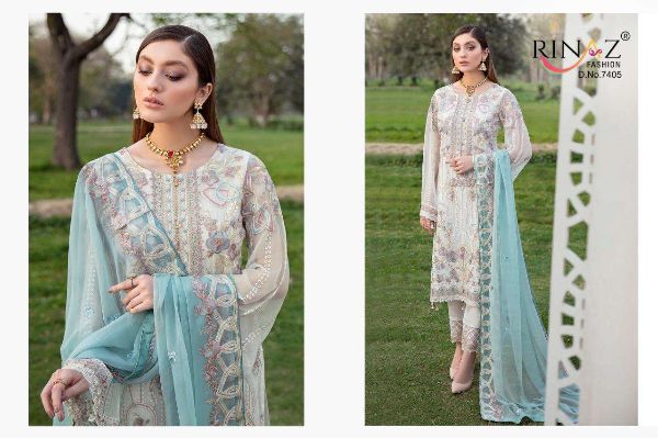 Rinaz Fashion Presents  Ramsha Vol 8 Faux Georgette With Embroidery Work Pakistani Suits Collection Wholesale Rate In Surat