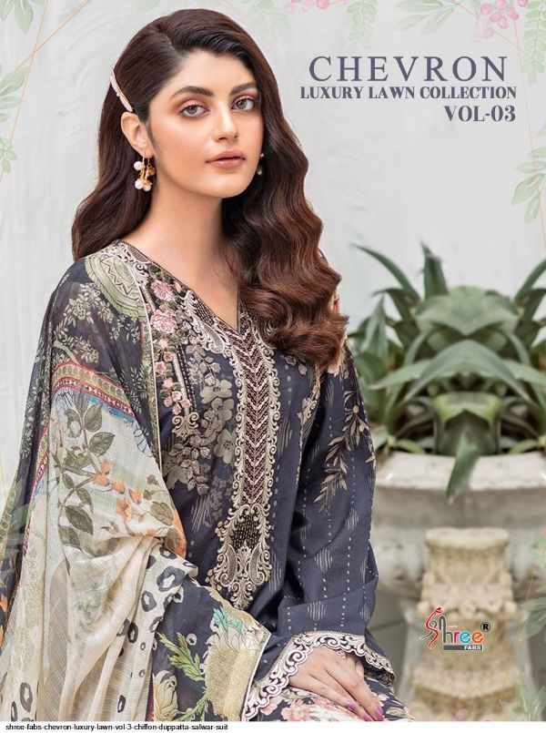 Shree Fabs Presnets Chevron Luxury Lawn Vol 3  Salwar Suit Wholesale Rate In Surat
