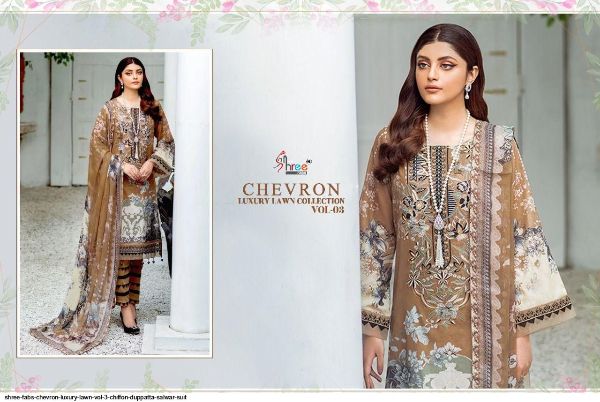 Shree Fabs Presnets Chevron Luxury Lawn Vol 3  Salwar Suit Wholesale Rate In Surat