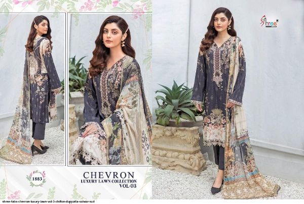 Shree Fabs Presnets Chevron Luxury Lawn Vol 3  Salwar Suit Wholesale Rate In Surat