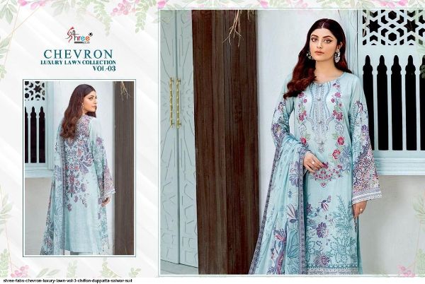 Shree Fabs Presnets Chevron Luxury Lawn Vol 3  Salwar Suit Wholesale Rate In Surat