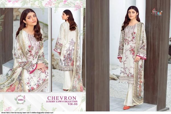 Shree Fabs Presnets Chevron Luxury Lawn Vol 3  Salwar Suit Wholesale Rate In Surat