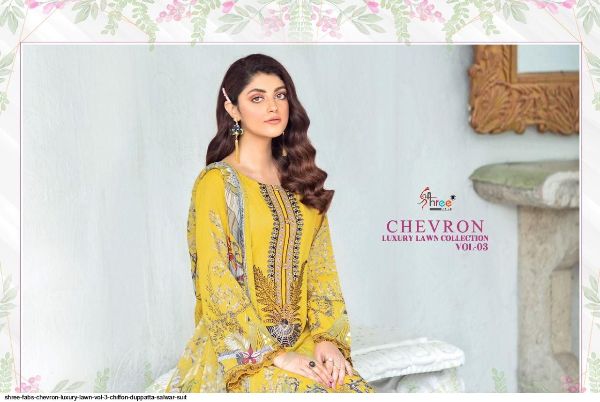 Shree Fabs Presnets Chevron Luxury Lawn Vol 3  Salwar Suit Wholesale Rate In Surat