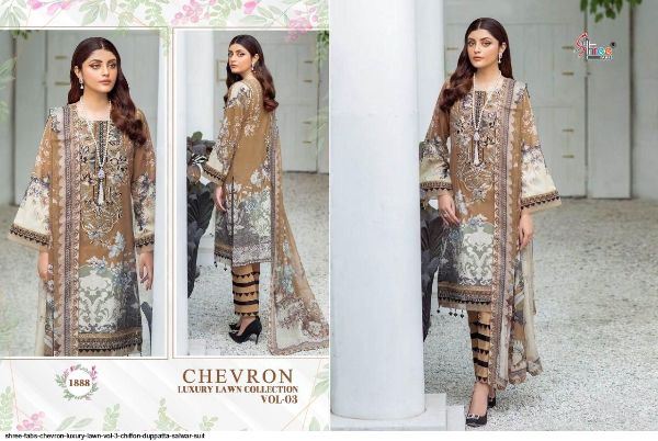 Shree Fabs Presnets Chevron Luxury Lawn Vol 3  Salwar Suit Wholesale Rate In Surat