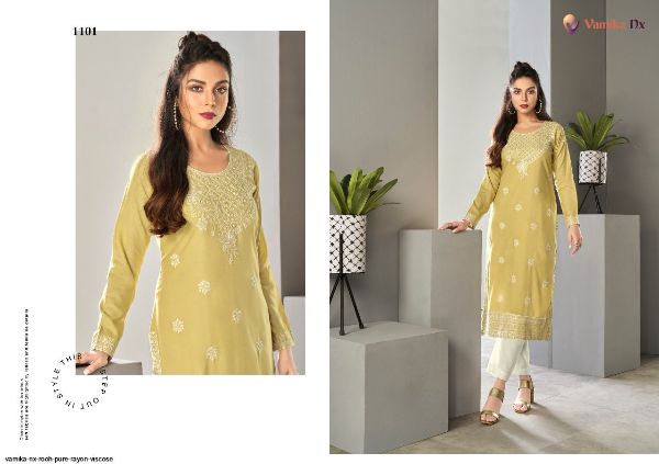 Vamika Nx Presents Rooh Pure Rayon Viscose Kurtis Collection Wholesale Rate In Surat