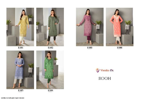 Vamika Nx Presents Rooh Pure Rayon Viscose Kurtis Collection Wholesale Rate In Surat