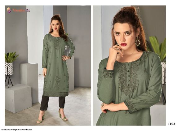 Vamika Nx Presents Rooh Pure Rayon Viscose Kurtis Collection Wholesale Rate In Surat