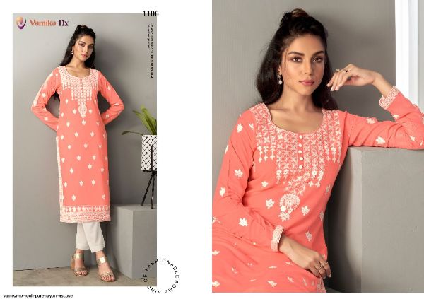 Vamika Nx Presents Rooh Pure Rayon Viscose Kurtis Collection Wholesale Rate In Surat