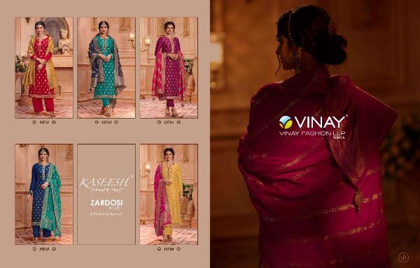 Vinay Fashion Presnets Zardosi Hitlist Pure Dola Jacquard Party Wear Indian Salwar Kameez Wholesale Rate In Surat