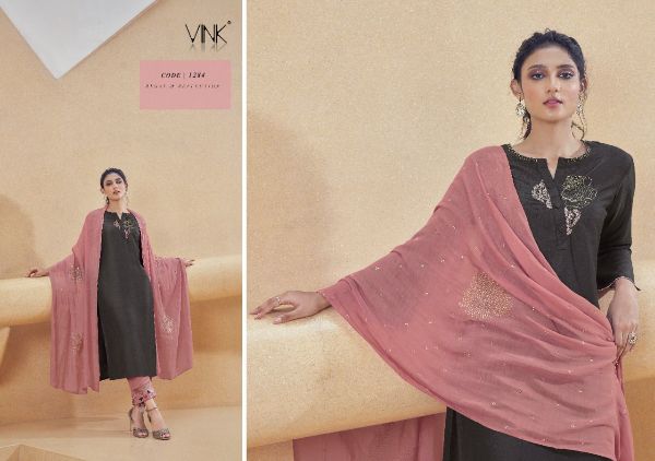 Vink Presnets  Shimmer Silk Gorgeous Look Top With Pant And Dupatta Catalog Wholesale Rate In Surat