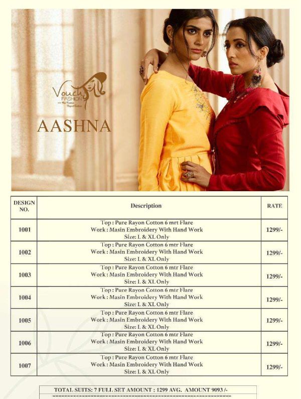 Vouch Fashion Presnets Aashna  Rayon Cotton Ethnic Party Wear Long Gown Collection Wholesale Rate In Surat