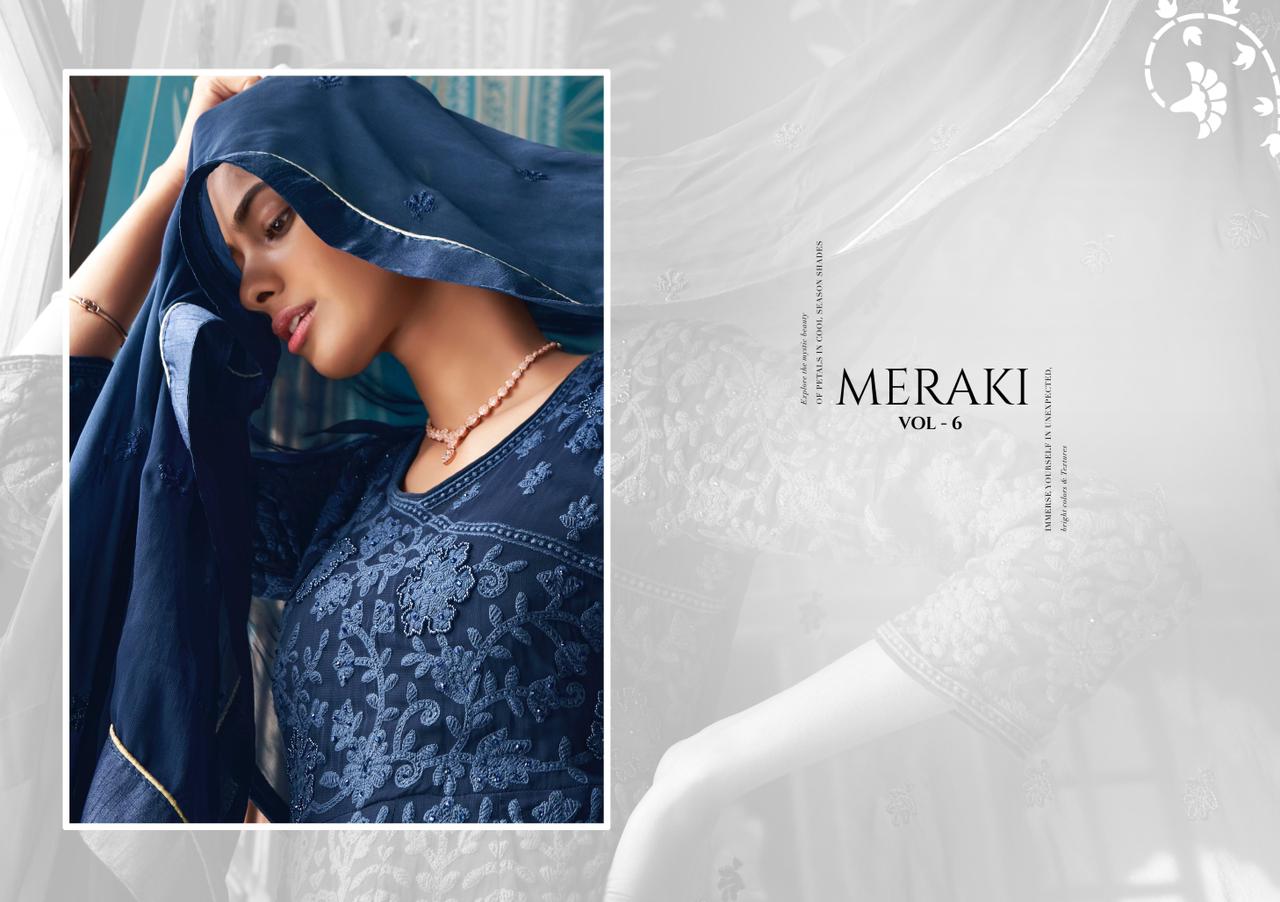 Sajawat Creation Presants Meraki Vol-6 Faux Georgette With Embroidery Work Designer Salwar Kameez At Wholesale Rate In Surat