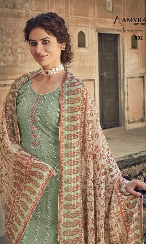 Amyra Designer Presnets  Qalamkar Chinon Silk Fancy Look Embroidered Party Wear Suits Wholesale Rate In Surat