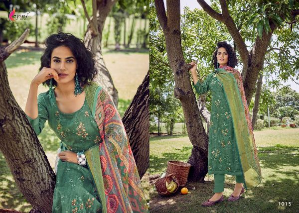 Kesari Trendz Presents Brasso Dupatta Vol 2 Casual Wear Embroidery Cotton Satin Salwar Suit Wholesale Rate In Surat