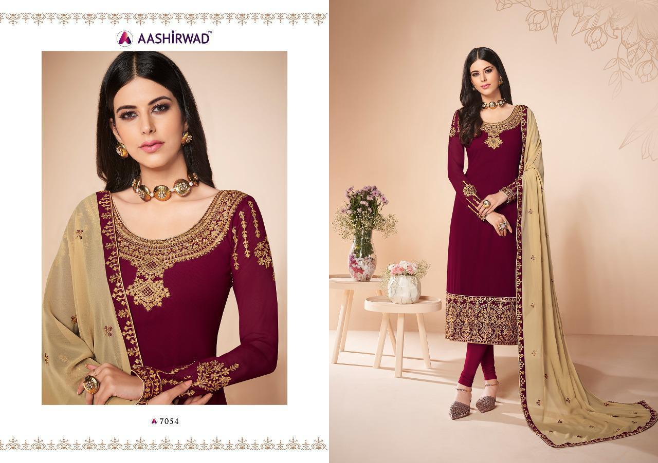 Cross Stitch Georgette Suits By Gulkand A Brand Of Aashirwad At Wholesale Rate In Surat
