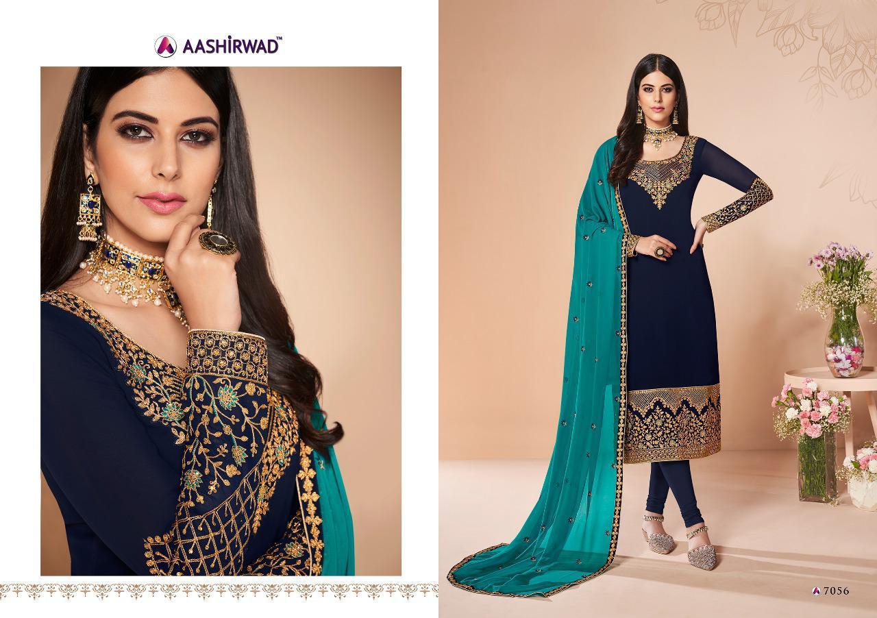 Cross Stitch Georgette Suits By Gulkand A Brand Of Aashirwad At Wholesale Rate In Surat