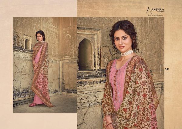 Amyra Designer Presnets  Qalamkar Chinon Silk Fancy Look Embroidered Party Wear Suits Wholesale Rate In Surat