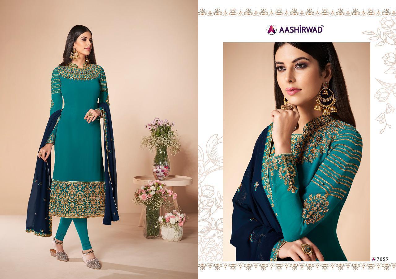 Cross Stitch Georgette Suits By Gulkand A Brand Of Aashirwad At Wholesale Rate In Surat