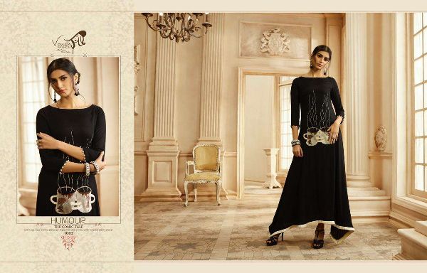 Vouch Fashion Presnets Aashna  Rayon Cotton Ethnic Party Wear Long Gown Collection Wholesale Rate In Surat