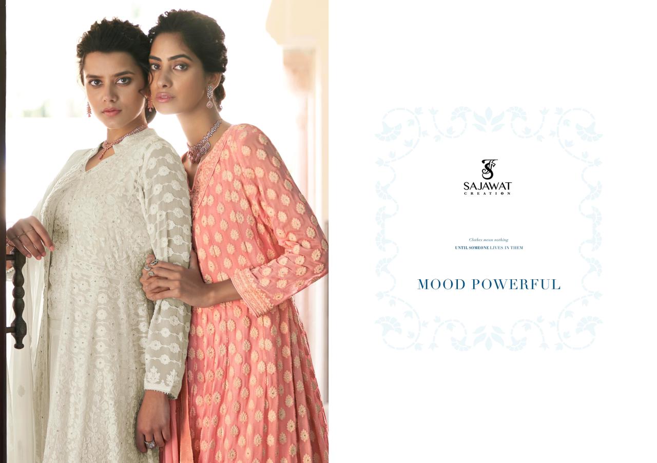 Sajawat Creation Presants Meraki Vol-6 Faux Georgette With Embroidery Work Designer Salwar Kameez At Wholesale Rate In Surat