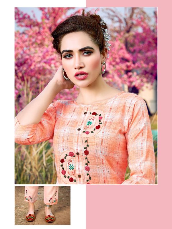 Riya Designer Presents Glory Vol 2 (1001-1004) Simple And Fancy Embroidery Kurti With Plazzo Wholesale Rate In Surat