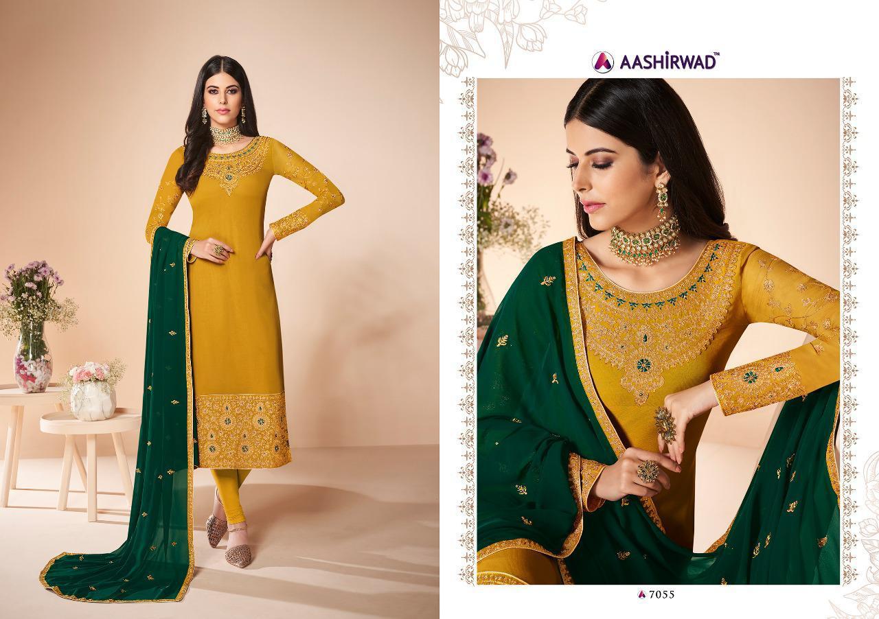 Cross Stitch Georgette Suits By Gulkand A Brand Of Aashirwad At Wholesale Rate In Surat