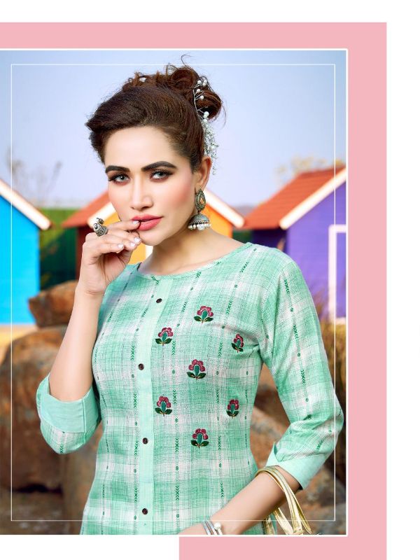 Riya Designer Presents Glory Vol 2 (1001-1004) Simple And Fancy Embroidery Kurti With Plazzo Wholesale Rate In Surat