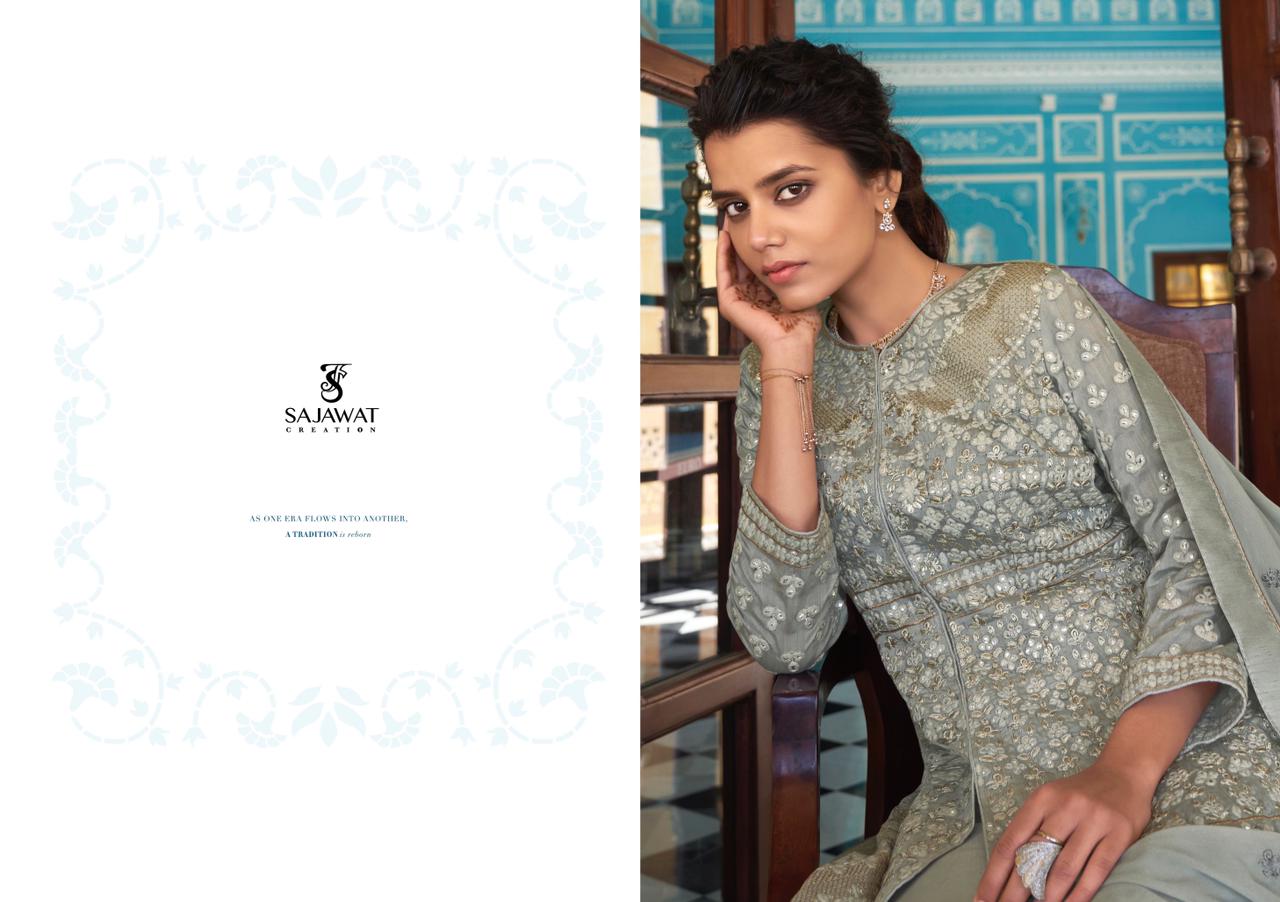 Sajawat Creation Presants Meraki Vol-6 Faux Georgette With Embroidery Work Designer Salwar Kameez At Wholesale Rate In Surat