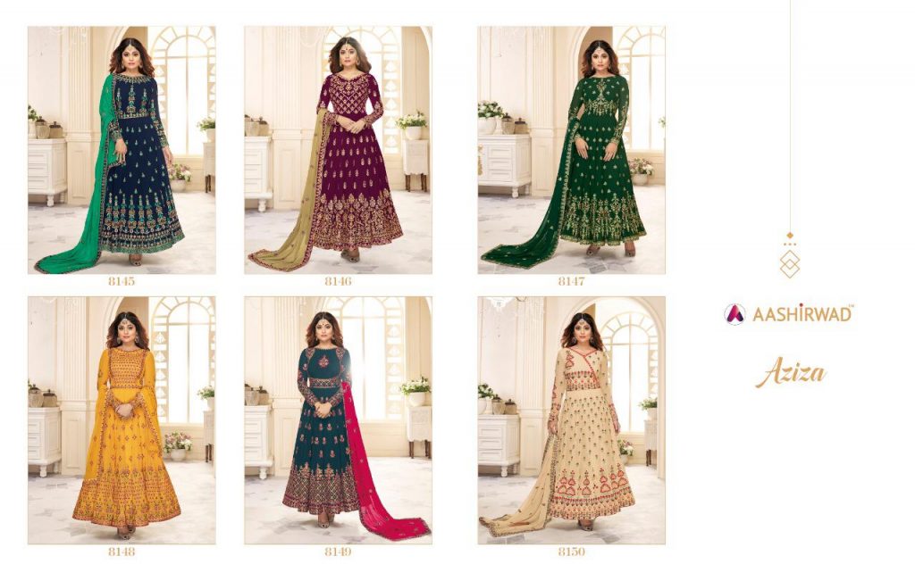 Aashirwad Creation Presents Aziza Salwar Suits Wholesale Rate In Surat