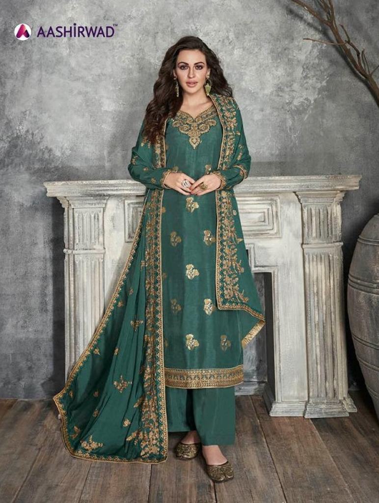 Ajrakh Pure Dolla Silk Suits By Gulkand A Brand Of Aashirwad At Wholesale Rate In Surat