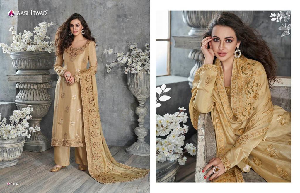 Ajrakh Pure Dolla Silk Suits By Gulkand A Brand Of Aashirwad At Wholesale Rate In Surat