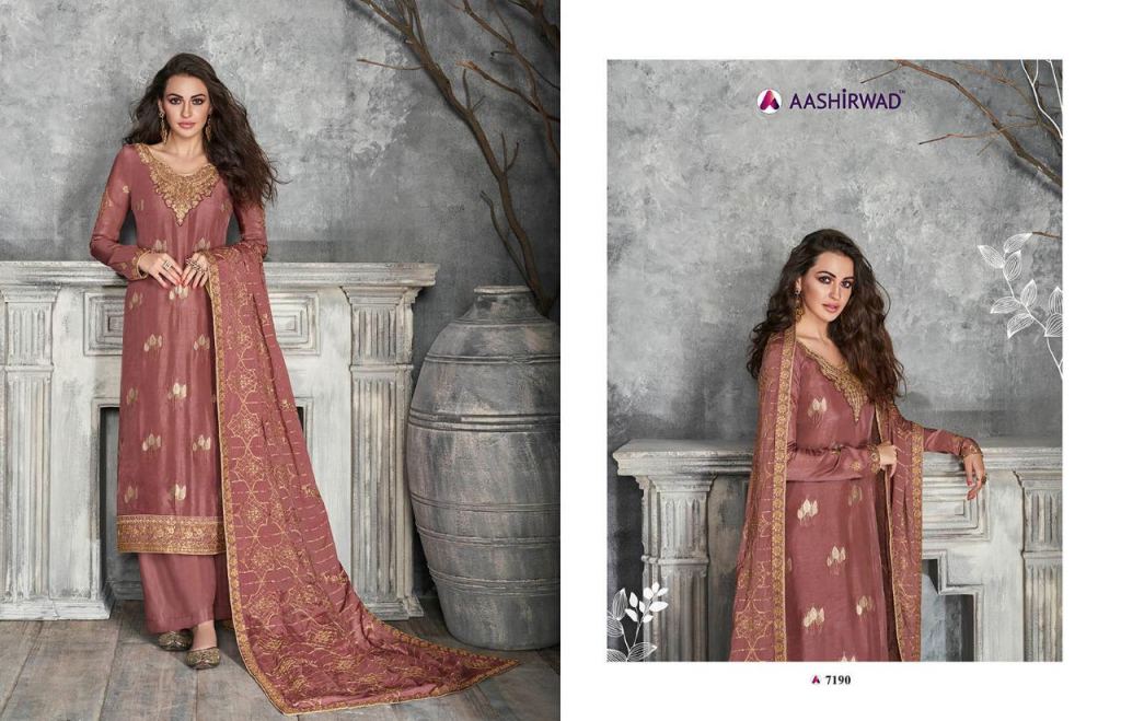 Ajrakh Pure Dolla Silk Suits By Gulkand A Brand Of Aashirwad At Wholesale Rate In Surat