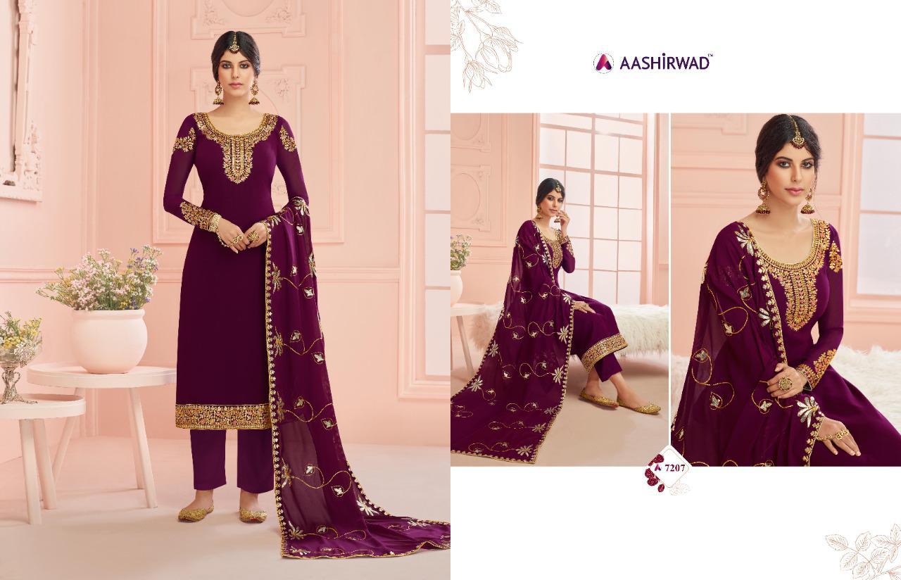 Gulkand Mehar 7203 To 7208 Series Salwar Suits By Aashirwad At Wholesale Rate In Surat