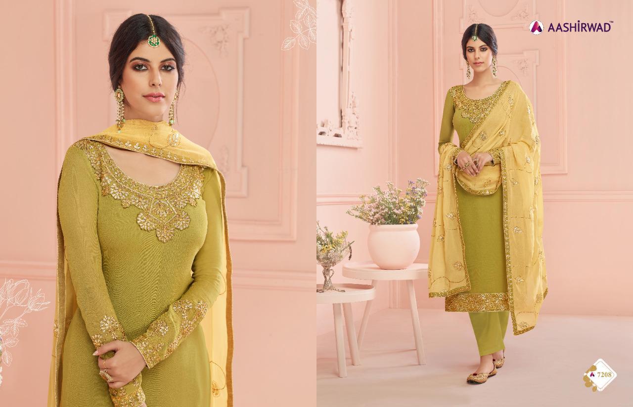 Gulkand Mehar 7203 To 7208 Series Salwar Suits By Aashirwad At Wholesale Rate In Surat