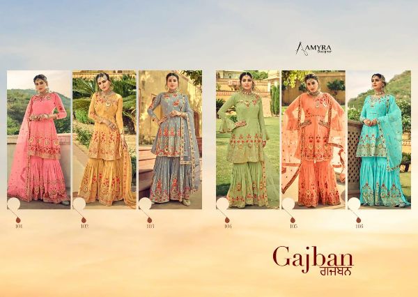 Amyra Designer Presents  Gajban Heavy Georgette With Embroidery Work Pakistani Suits Wholesale Rate In Surat