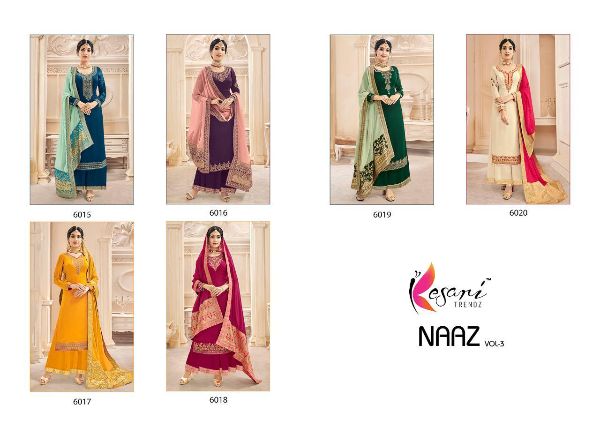 Kesari Trendz Presents   Naaz Vol 3 Heavy Georgette Wedding And Festival Wear Designer Suits Wholesale Rate In Surat