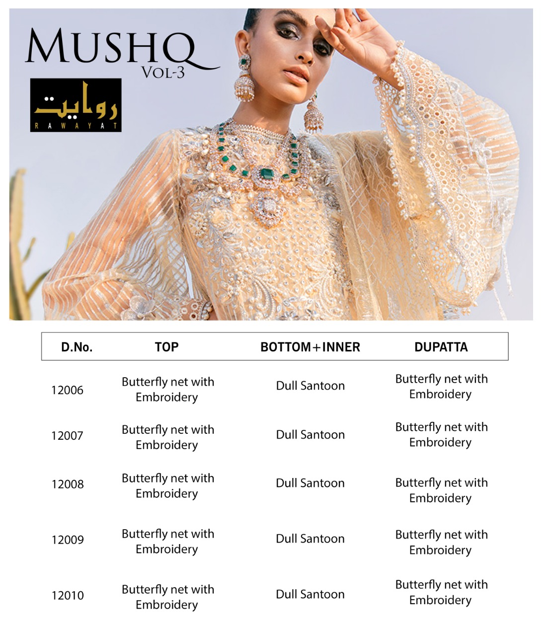 Rawayat Presents Mushq Vol 3 Pakistani Salwar Suits Wholesale Rate In Surat