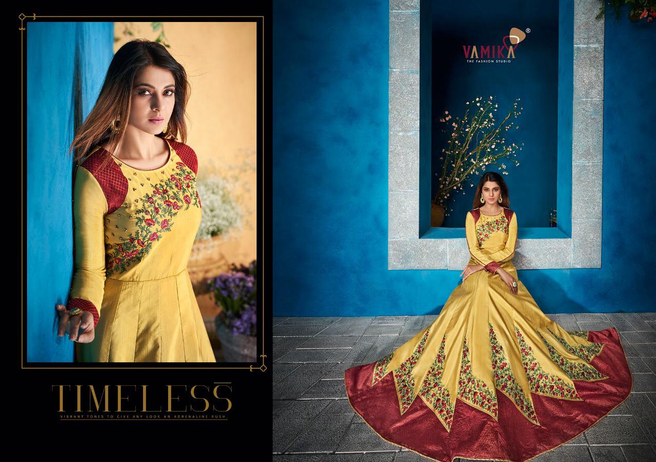 Vamika Presents Jenifer Vol 1 Long Gown Style Designer Party Wear Georgette Readymade Suits